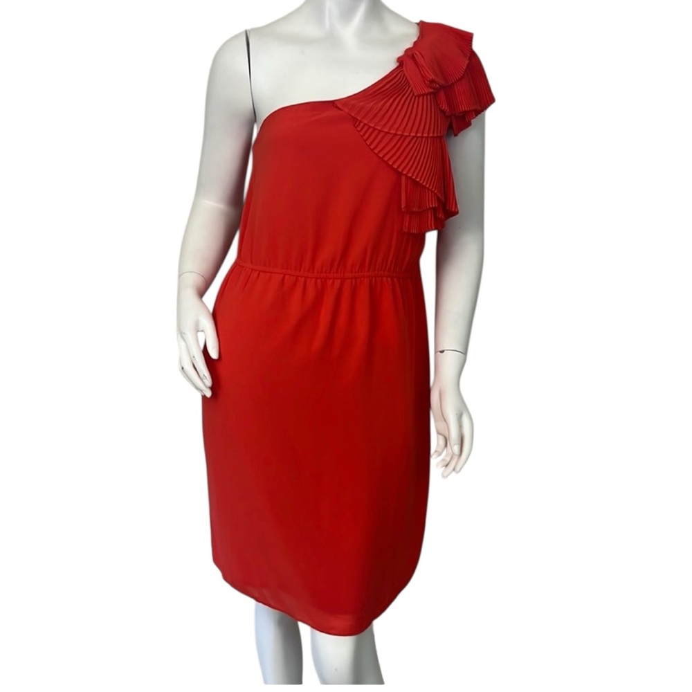A8- medium orange one shoulder dress size M MM COUTURE